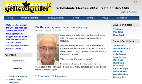 Online News Site for Yellowknife City Council Election