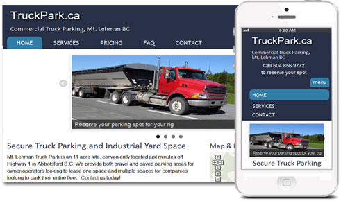 Mobile-friendly, Responsive Design for Commercial Truck Parking Site, www.TruckPark.ca